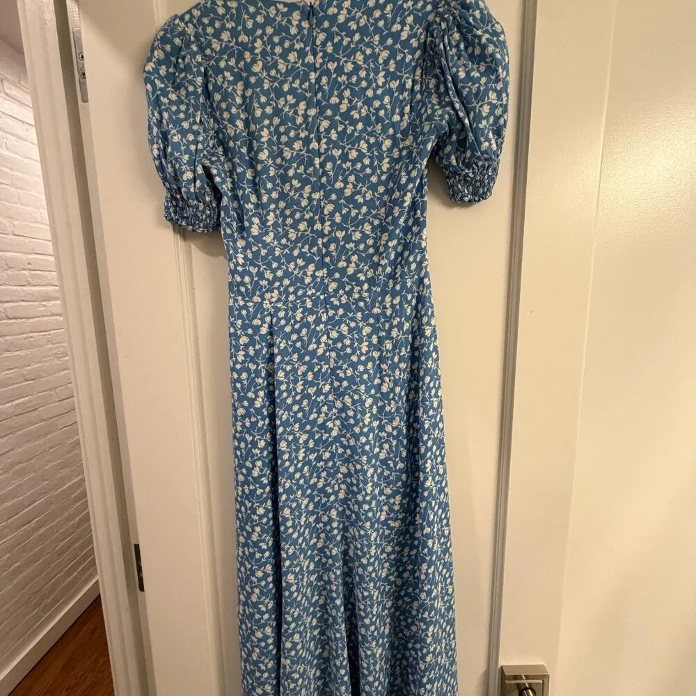 Reformation Lacy Dress, Blue and White Floral Midi Dress, size US 4 - Picture 9 of 9